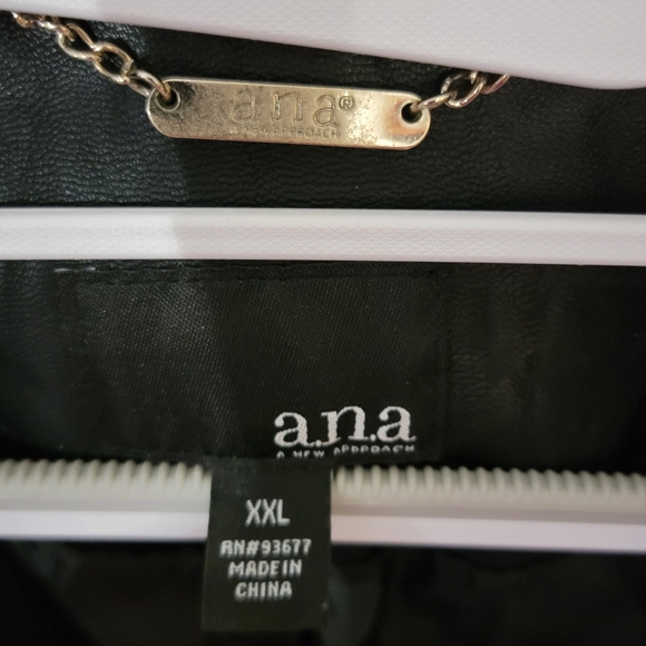 ANA A New Approach Black Moto Riding Jacket Faux Leather Size XXL Zip Closure - Picture 2 of 6